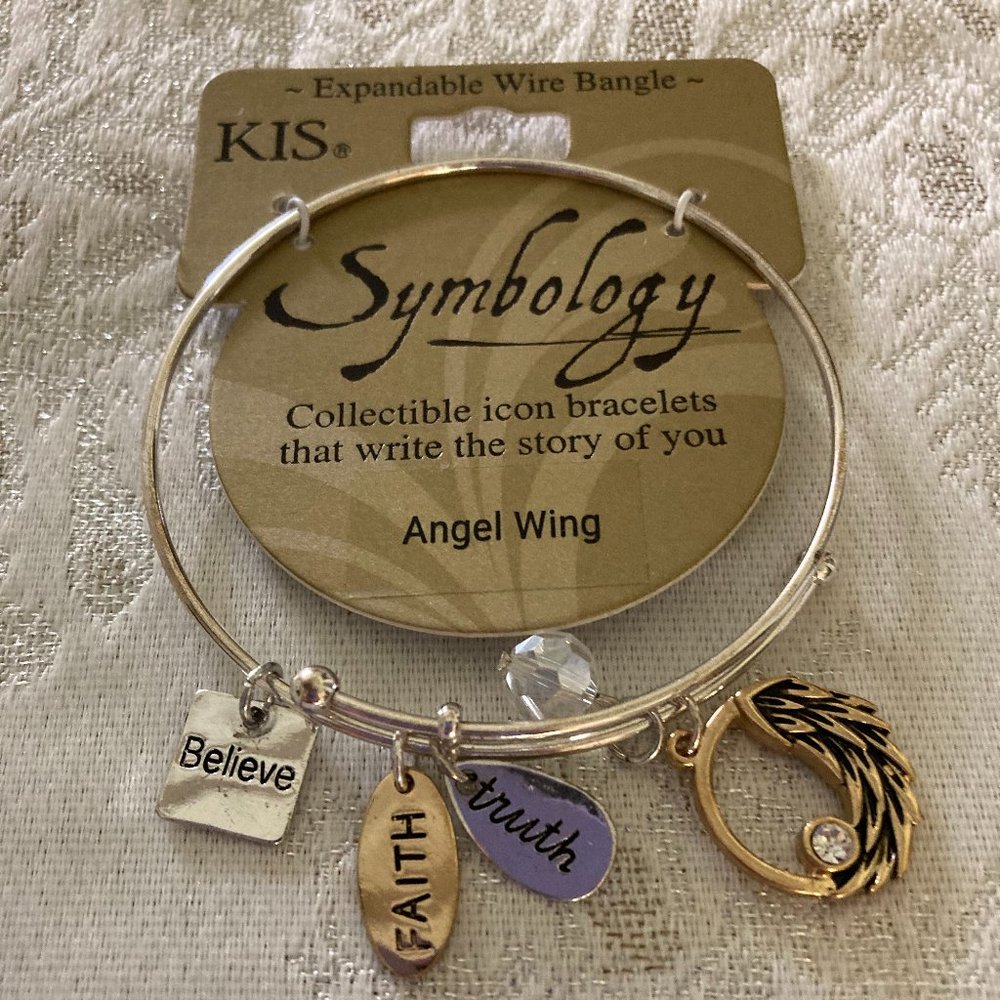 KIS Symbology Silver Angel Wing Bangle